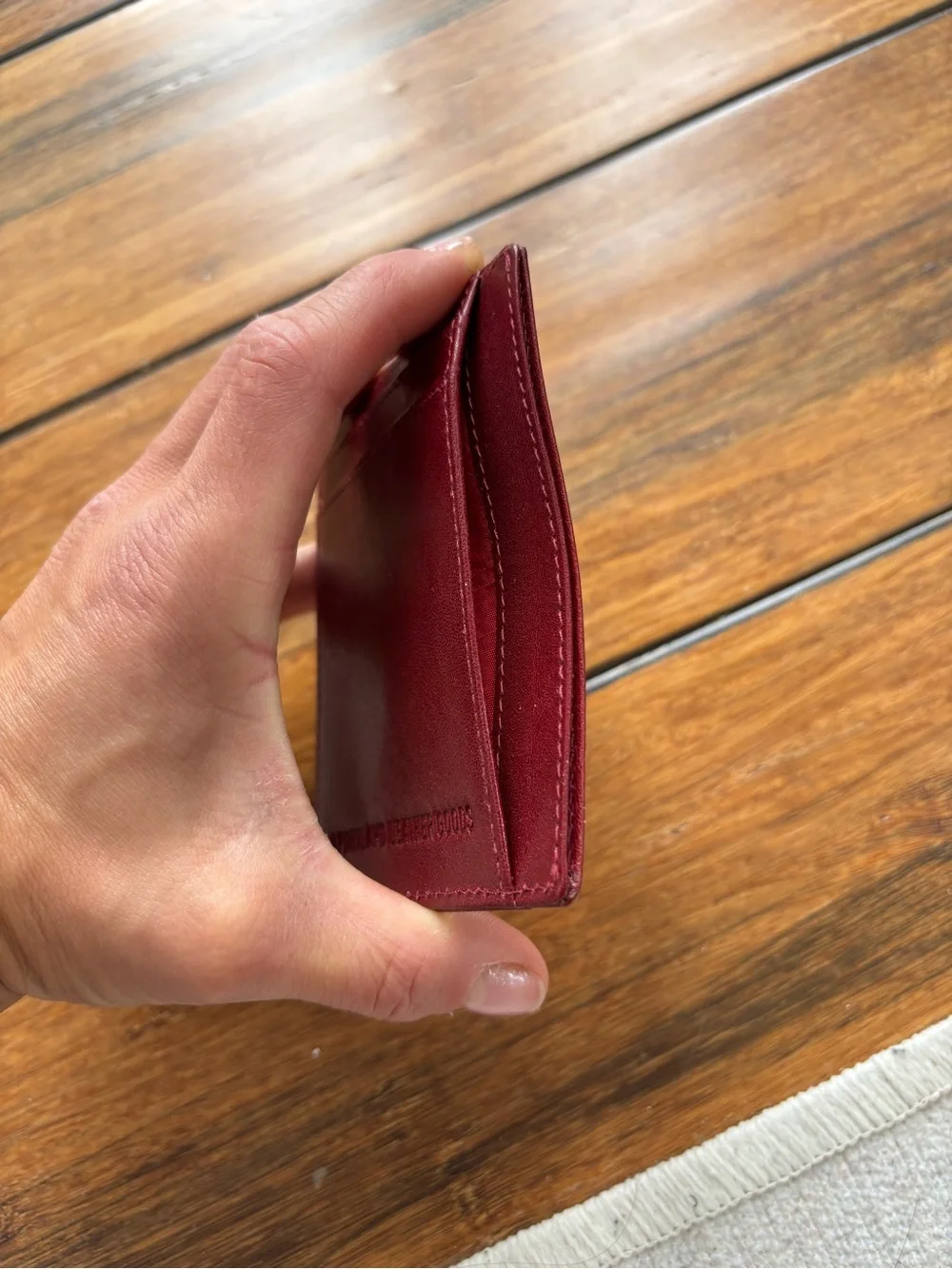 Portland Leather Card Wallet Holder Saddlestone Vertical Red Rock
